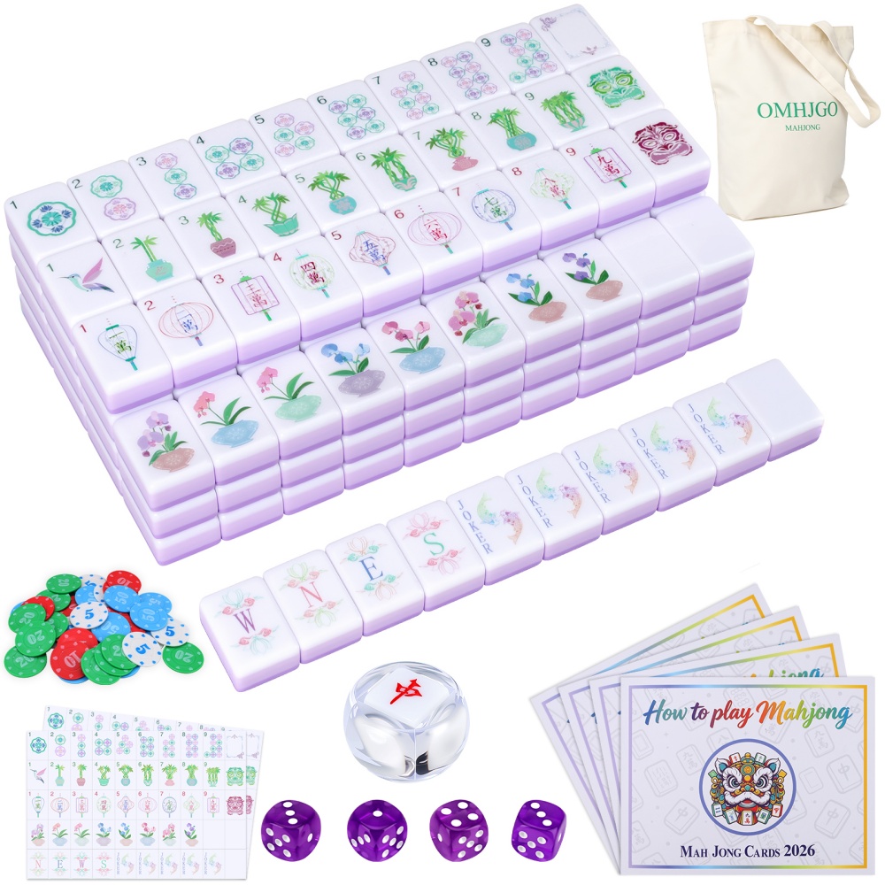 Board Game Zone - مجموعة ماجونغ أمريكية من الأكريليك بأربع